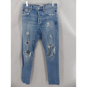 Agolde 25 Jeans Jamie High Rise Classic Distressed in Isolation Ripped Blue